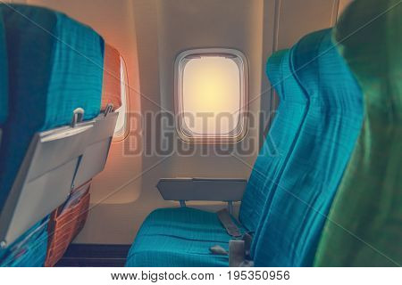 Airplane Seat With In Cabin Of Huge Aircraft
