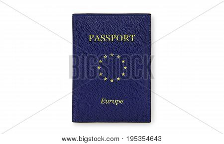 European Union Passport color blue isolated on white