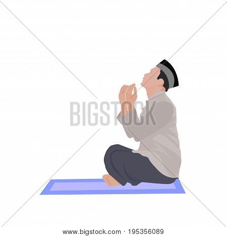 vector illustration of muslim offering namaaz. colorful hand drawn element for holiday design. doodle of a praying man