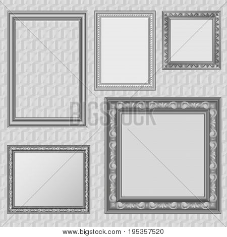 Picture frames set. Vector decorative picture or photo frame collection