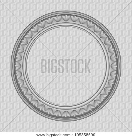 Vector decorative round frame on gray background