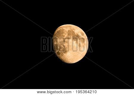 Nice Golden Moon With Just Small Piece In Shadow