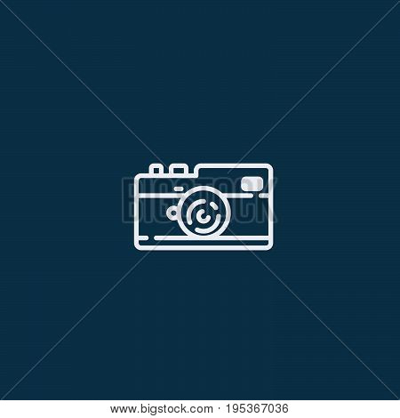 Camera Icon in trendy flat style isolated on blue background.