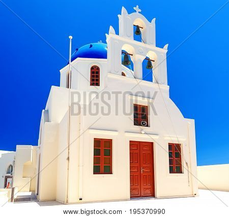 Greek orthodox church in Oia village on Santorini