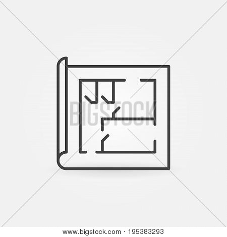House plan line icon. Vector minimal home design concept linear sign or design element