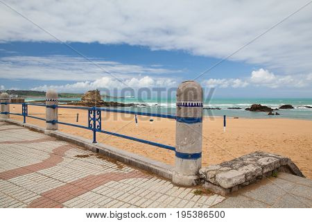 Empty El Sardinero beach promenade Santander Cantabria Spain