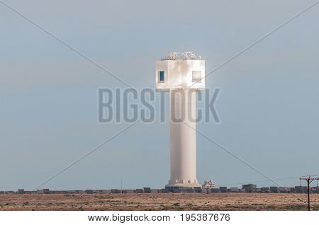 UPINGTON SOUTH AFRICA - JUNE 12 2017: Early morning view of Khi Solar One (KSO) a solar thermal power plant in Upington a town in the Northern Cape Province