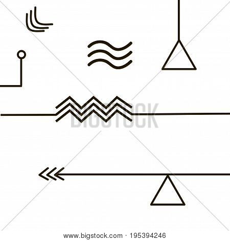 Abstract Geometric Minimal Background With Chaotic Primitive Shapes And Lines. 80 - 90's, Memphis De