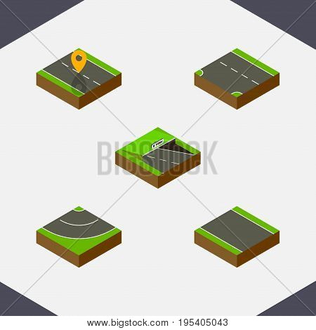 Isometric Road Set Of Navigation, Without Strip, Road And Other Vector Objects. Also Includes Unilateral, Strip, Subway Elements.