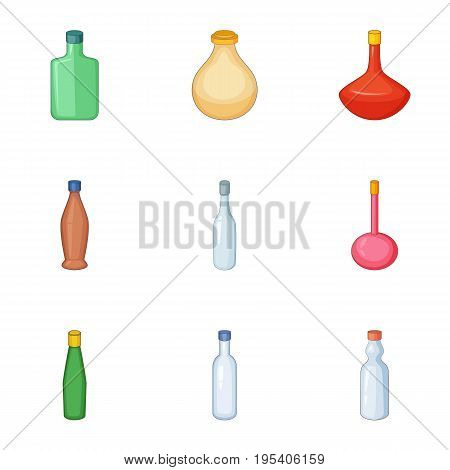 Emprty bottle icons set. Cartoon set of 9 emprty bottle vector icons for web isolated on white background