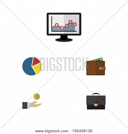 Flat Icon Incoming Set Of Graph, Portfolio, Billfold And Other Vector Objects. Also Includes Billfold, Briefcase, Portfolio Elements.