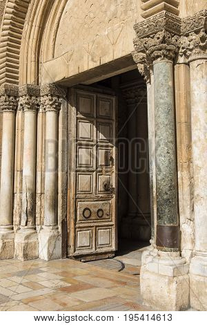 Open gate in the Church of the Holy Sepulchre are inside the main Christian Church.