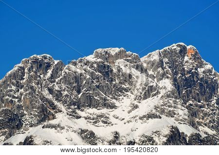 winter landscape mountain in Lofer by Salzburg in Austria