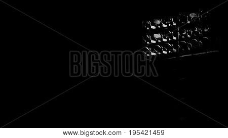 stadium flood lights turned off on a black background 3d render illustration side view