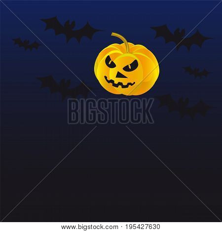 Pumpkin horror story bats dark background. Vector illustration for a site