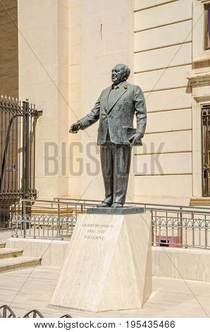 Memorial for Guido de Marco a Maltese politician and 6th President of Malta at the Republic Street in Valletta