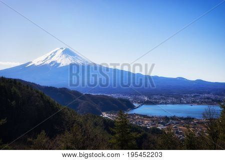 abstract view point of fujikawaguchiko and lake - can use to display or montaage on product