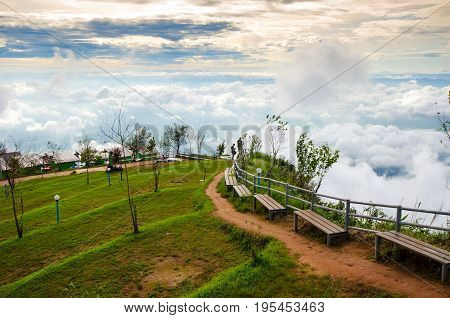 Phu Thap Boek in Thailand. It is a beautiful mist in Thailand. Which are popular tourist attractions during the holidays.