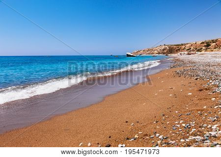 Beautiful Beach On Petra Tou Romiou (the Rock Of The Greek), Aphrodite's Legendary Birthplace In
