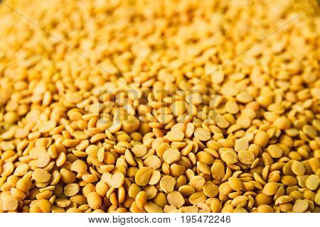 Fresh yellow split peas on display at a nearby farmer's market. Traditional Raw Vegan source of Protein!