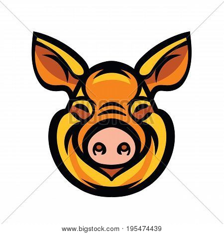 Pig head mascot emblem - vector image of swine head
