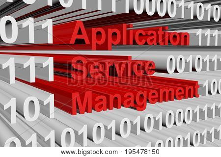 Application service management in the form of binary code, 3D illustration