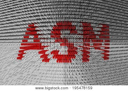 ASM into a binary code 3D illustration