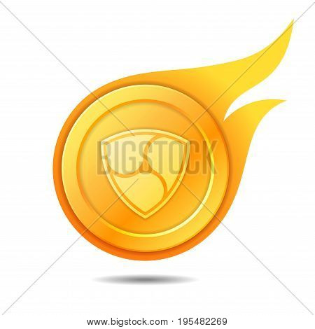 Flaming nem coin symbol icon sign emblem. Vector illustration.