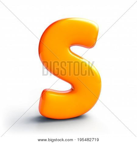 Shining orange and yellow gradient alphabet letter S uppercase. 3D render of bubble font with isolated on white background.