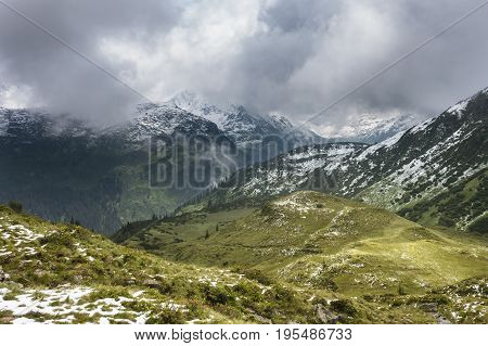 Snowy Summer Mountains Near Galtur, Austria