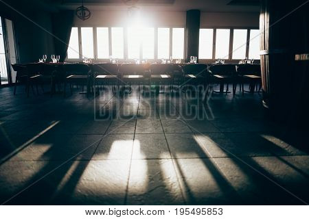 Served Table In A Winery Restaurant