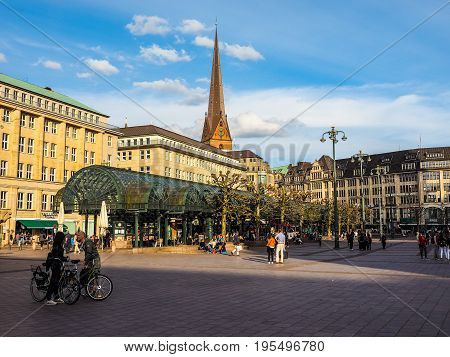 Rathausmarkt Square In Hamburg Hdr