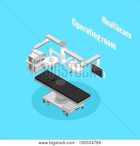Healthcare medical equipment operating room isometryc image vector