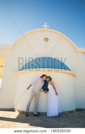 Romantic dating. Young loving couple embracing on nature.