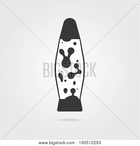 black lava lamp icon. concept of 70s decor, old style, bedroom nightly appliance, leisure, hippie astro lamp. isolated on gray background. flat style trend modern logo design vector illustration