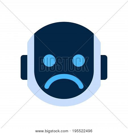 Robot Face Icon Sad Face Dissappointed Emotion Robotic Emoji Vector Illustration