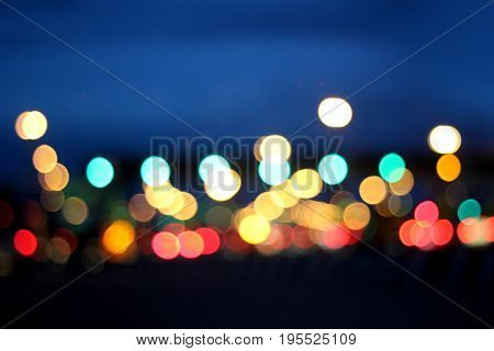 Night city street lights bokeh background Defocused background