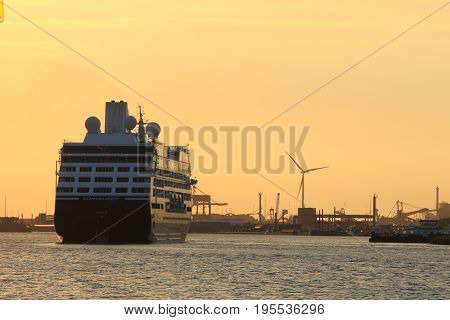 Velsen The Netherlands - August 27th 2016: Azamara Quest a cruise ship owned and operated by Azamara Club Cruises on North Sea Canal