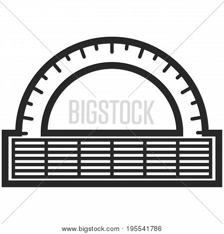 Simple Vector Icon of a classic alidad in line art style. Pixel perfect. Basic education element. School and office tool. Back to college. angle protractor