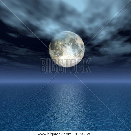 Fuldmåne natten rolig - digital illustration