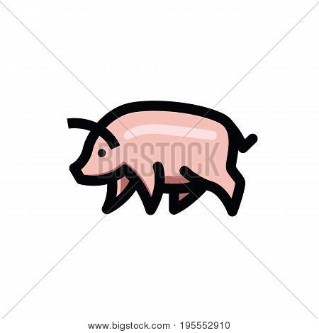 Colorful stylized drawing of pig swine - for icon or sign template