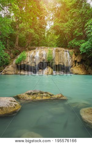 Level 2 Of Erawan Waterfall In Kanchanaburi, Thailand