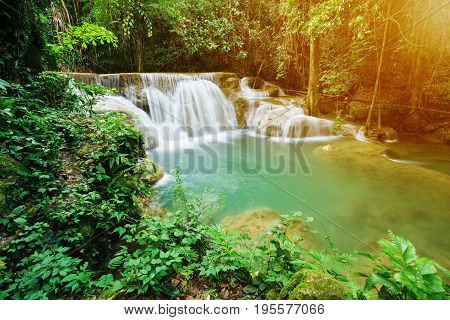 Huay Mae Kamin Waterfall In Khuean Srinagarindra National Park, Kanchanaburi, Thailand