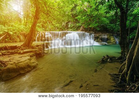 Huay Mae Kamin Waterfall In Khuean Srinagarindra National Park, Kanchanaburi, Thailand