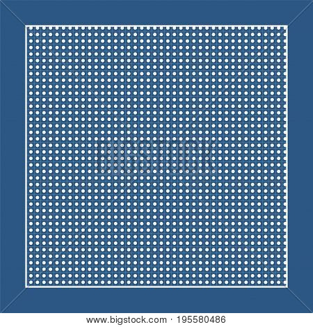 greeting card checkered blue fabric with white circles and a frame