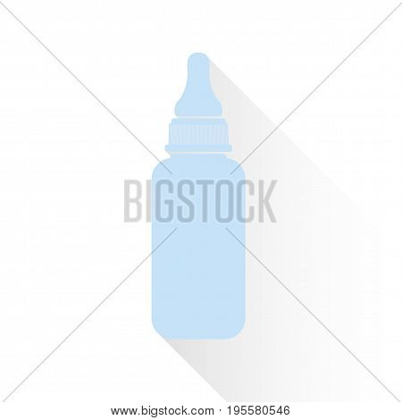 Blue bottle for a newborn in a flat style Icon