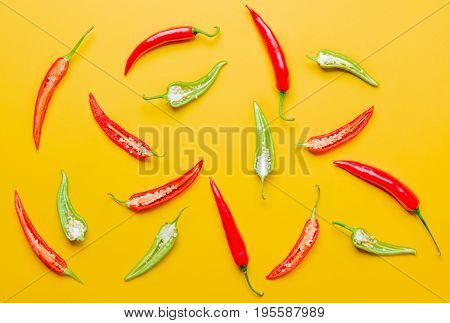 Above View At Cutted Chili Pepper
