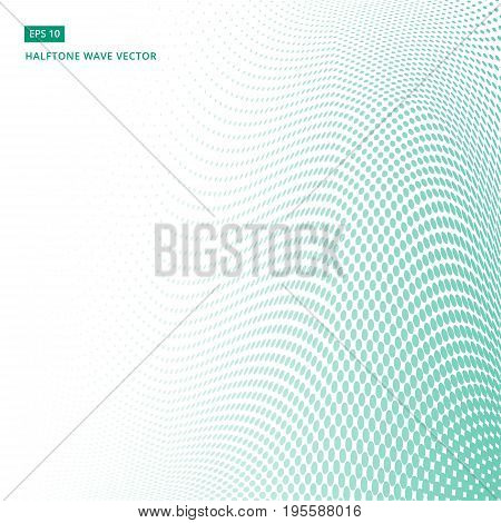 Green pastels color wave halftone on white background with copy space vector illustration