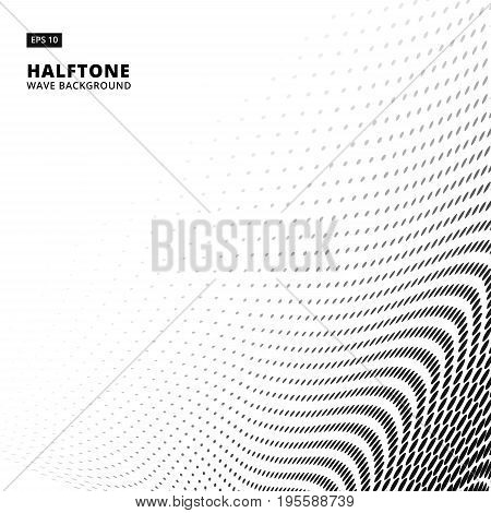 Black and White color wave halftone on white background with copy space vector illustration