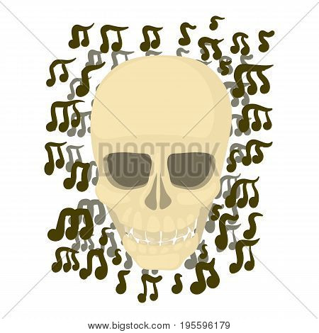 Skull with notes icon. Cartoon illustration of skull with notes vector icon for web